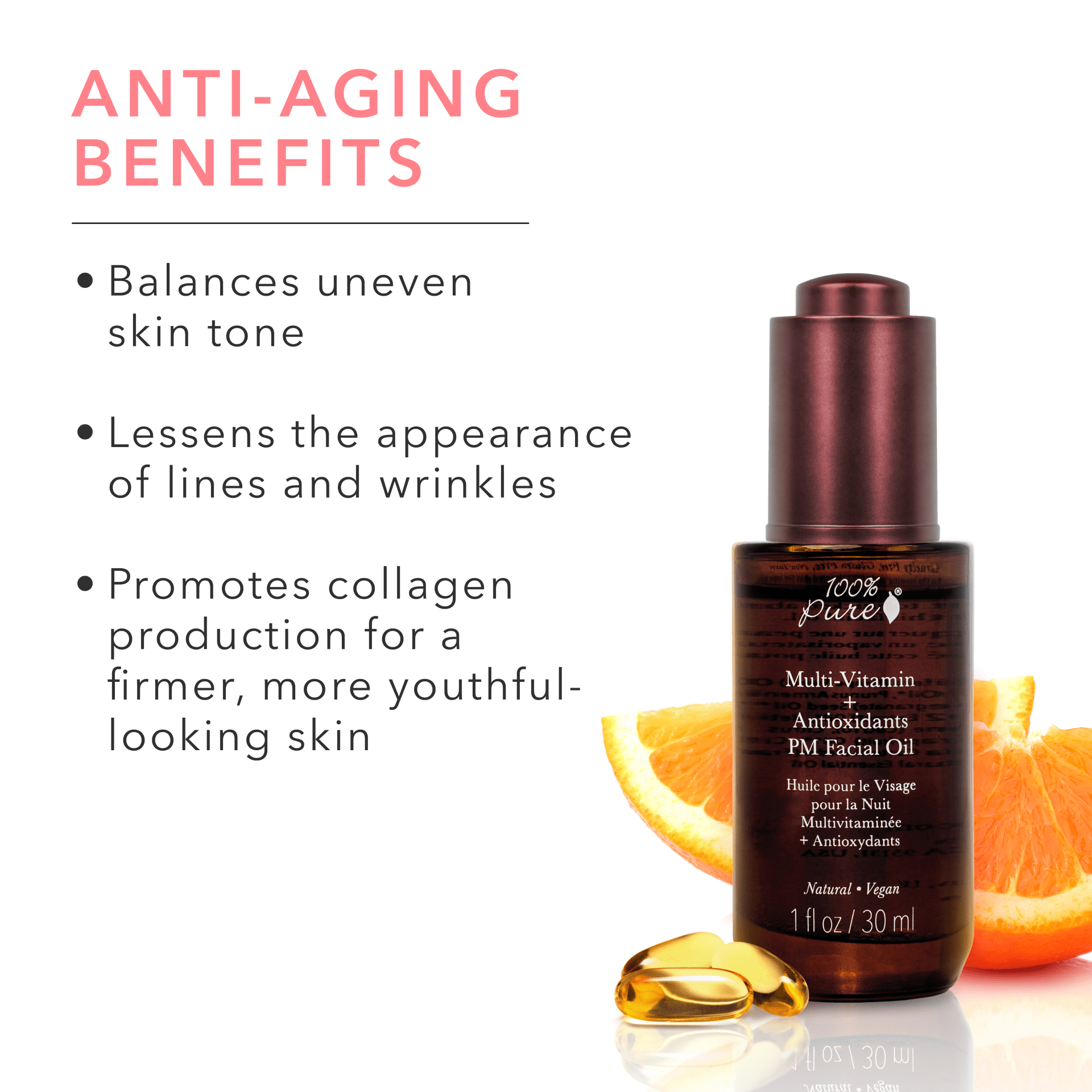 100% Pure Multi-Vitamin + Antioxidants PM Facial Oil -30 ml