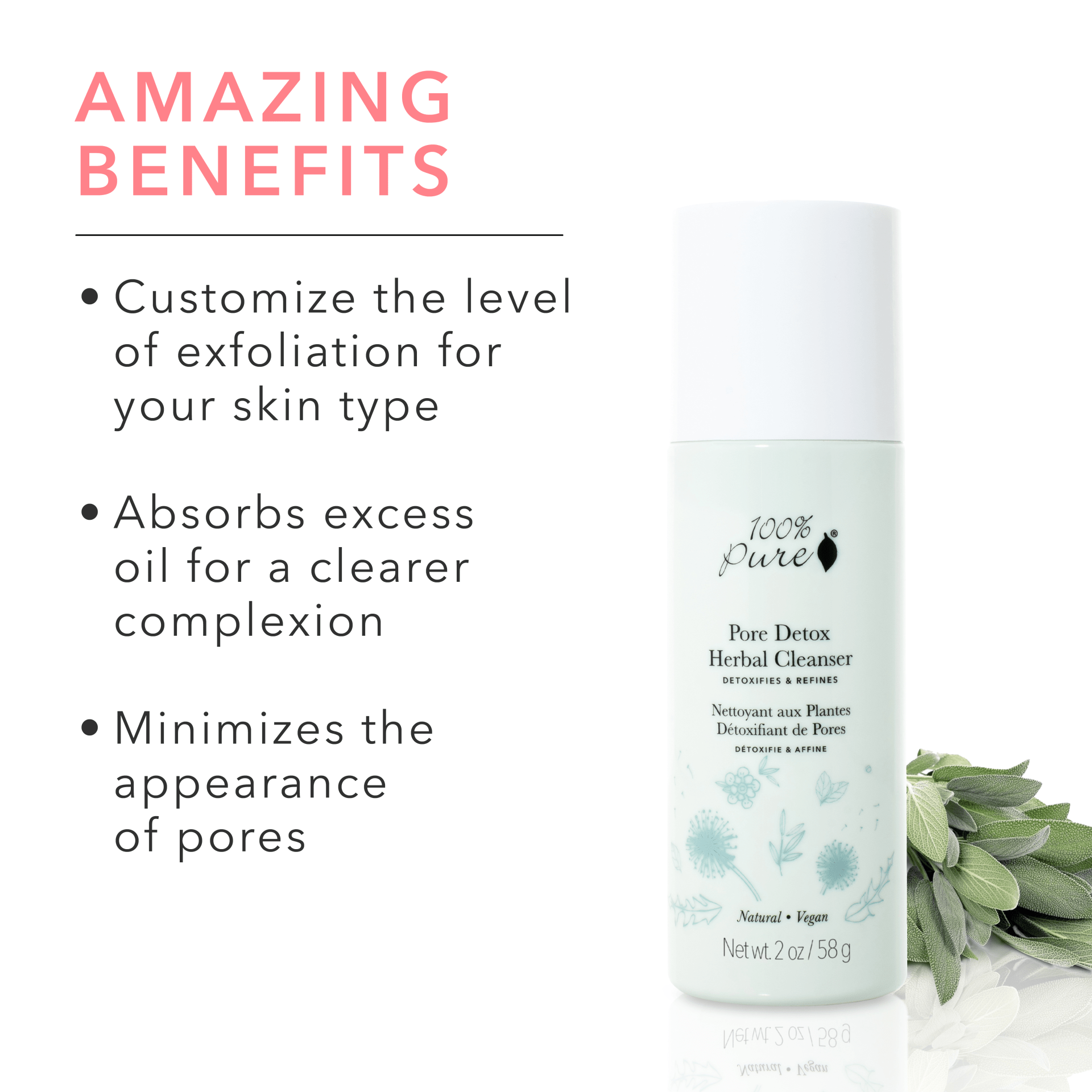 100% Pure Pore Detox Herbal Cleanser - 58 gr