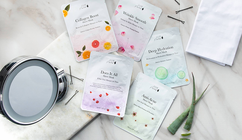 fuktighetgivende og pleiende ark masker fra 100% Pure