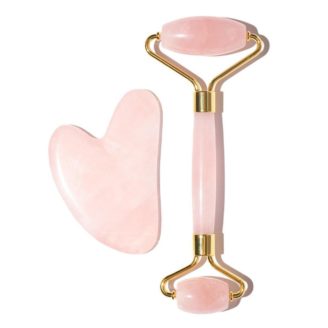 Ecolife Rose Quartz Face Roller and Heart Gua Sha