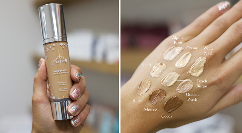 100% Pure tinted moisturizer swatches