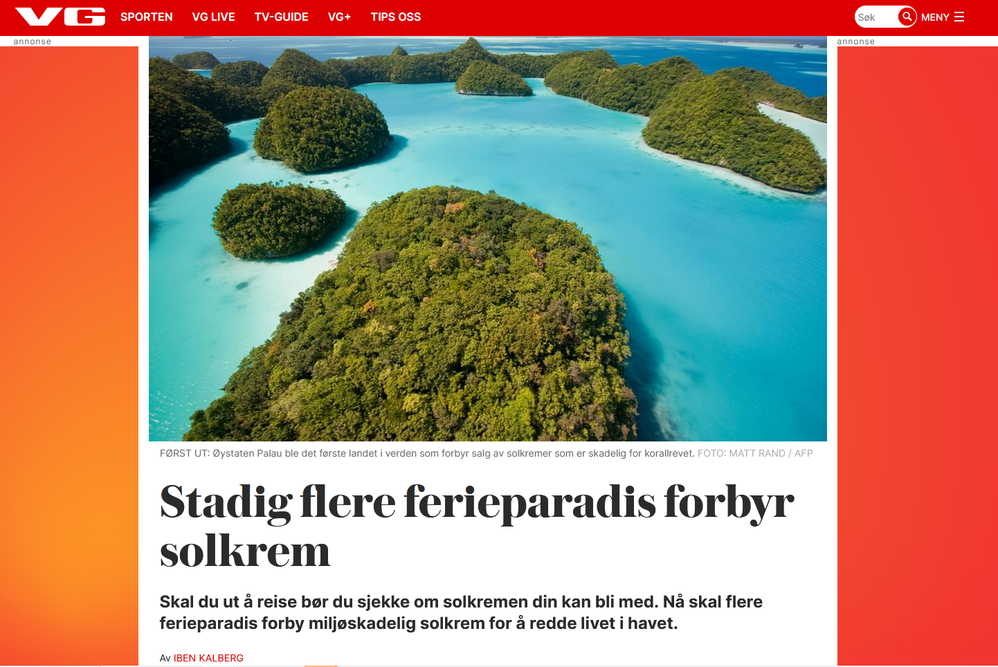 Ferieparadiser forbyr skadelig solkrem