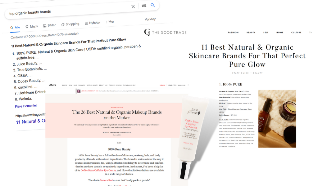 Top Organic Brand in the world 100% Pure