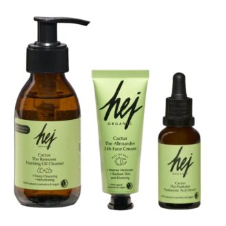 hudpleiepakke trio med hej organic cactus serie