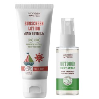 solkrem og myggspray duo wooden spoon