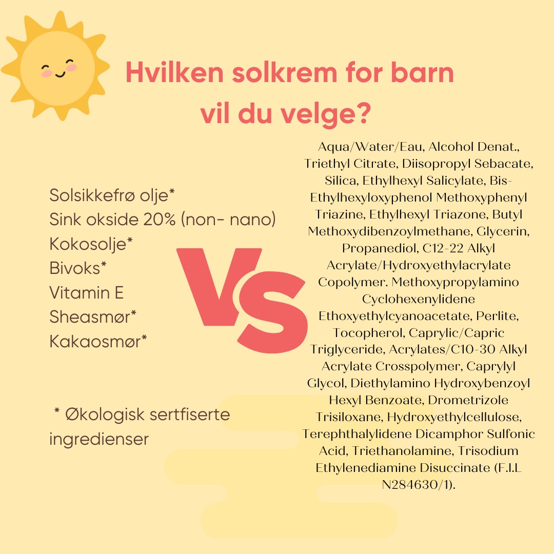 WOODEN SPOON SOLKREMENE HAR EN KORT INGREDIENSLISTE SOM ER LETT Å FORSTÅ. KUN RENE INGREDIENSER