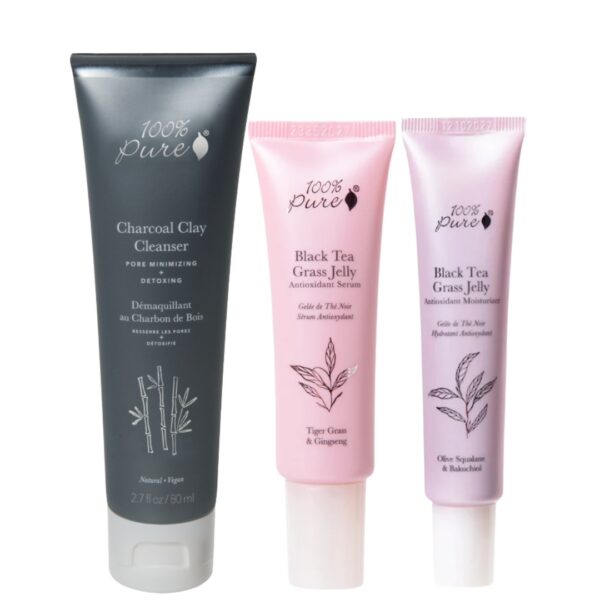 hudpleierutine for fet hud med rens, serum og fuktighetskrem 100% pure