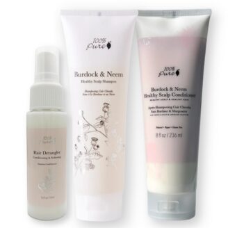 Burdock shampoo, balsam og detangler fra 100% Pure