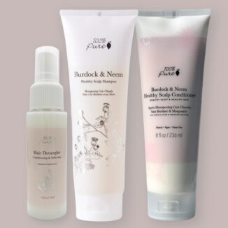 Burdock shampoo, balsam og detangler fra 100% Pure
