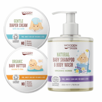 1De mest populære og viktigste produktene når man får barn. Dette er 100% naturlige, milde og pleiende produkter, milde nok til bruk fra barnet er nyfødt