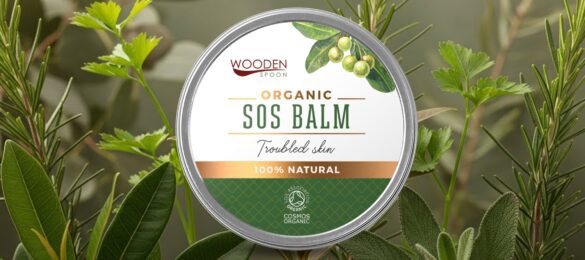SOS balm er lindrende og reparerende for skadet hud, uren hud, irritert hud, helt naturlig med tamanu, zinc oxide, rosemarin, persille,